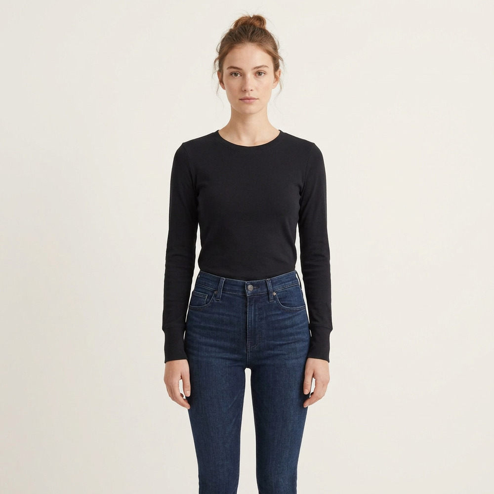 Mossimo Black Crewneck Long Sleeve Tee XS